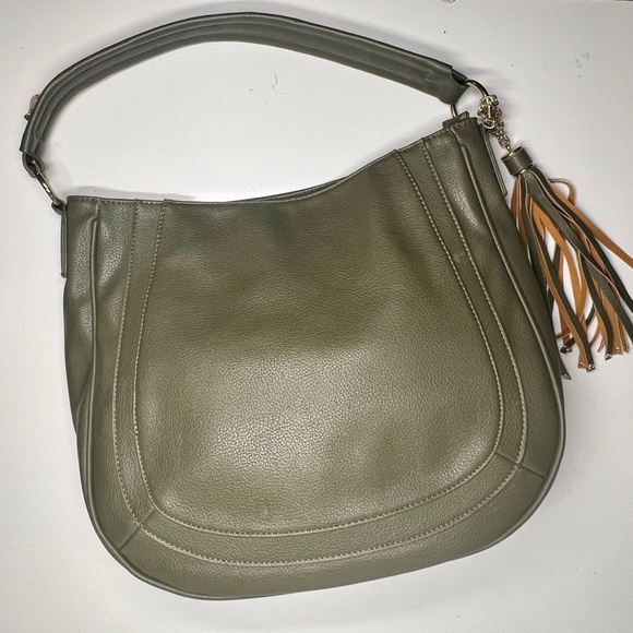 CHARMING CHARLIE Olive green tassel accent shoulder bag - Picture 3 of 13